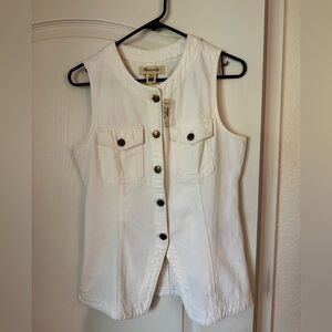Madewell Cream Sleeveless Button-Up Vest